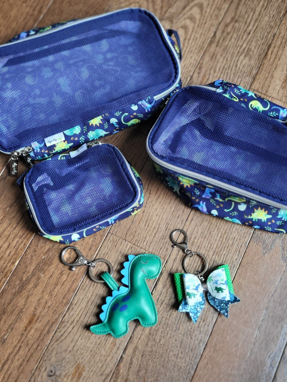 Itzy Ritzy Raining Dinos Packing Cubes Set with Dempsey & Bow Charms